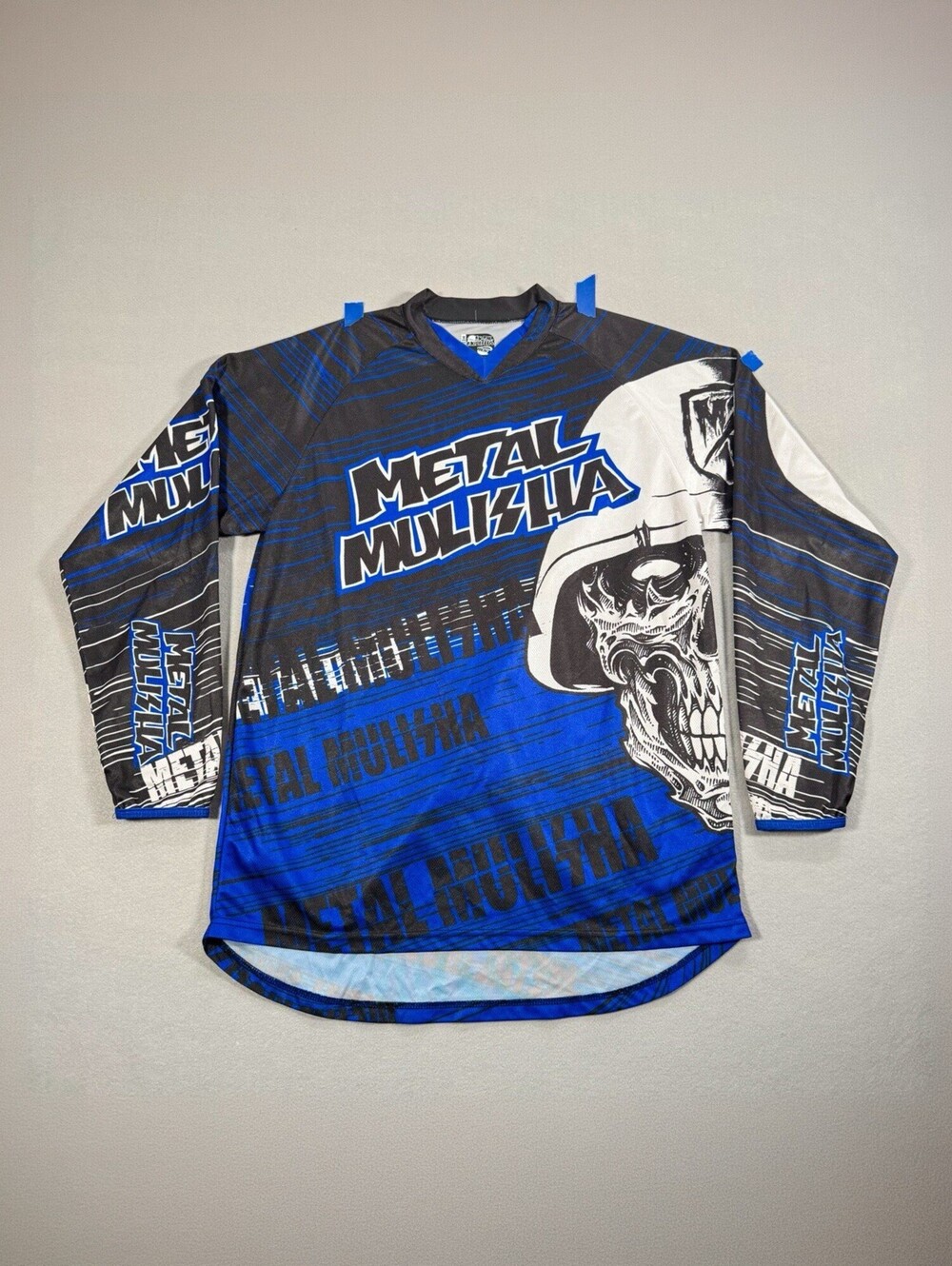 Metal Mulisha Blue Rash Guard Skull Graphic Long Sleeve M